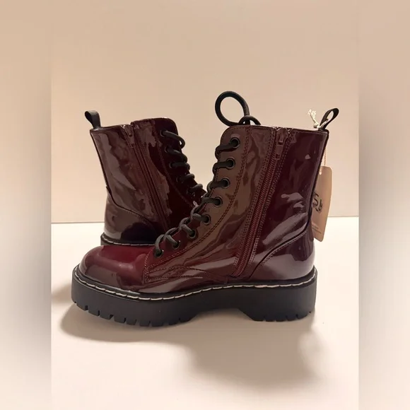 Sincerely Jules Burgundy Lace-Up Boots - Picture 5 of 7